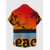 Beach and Coconut Tree Printing Men's Short Sleeve Shirt